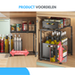 Livista Uittrekbare Organizer – In hoogte verstelbaar – 2-laags Opbergrek – voor Keuken, Badkamer & Kast – Max. 10 kg – Gladde Glijdende Lades – Antislip – Zwart