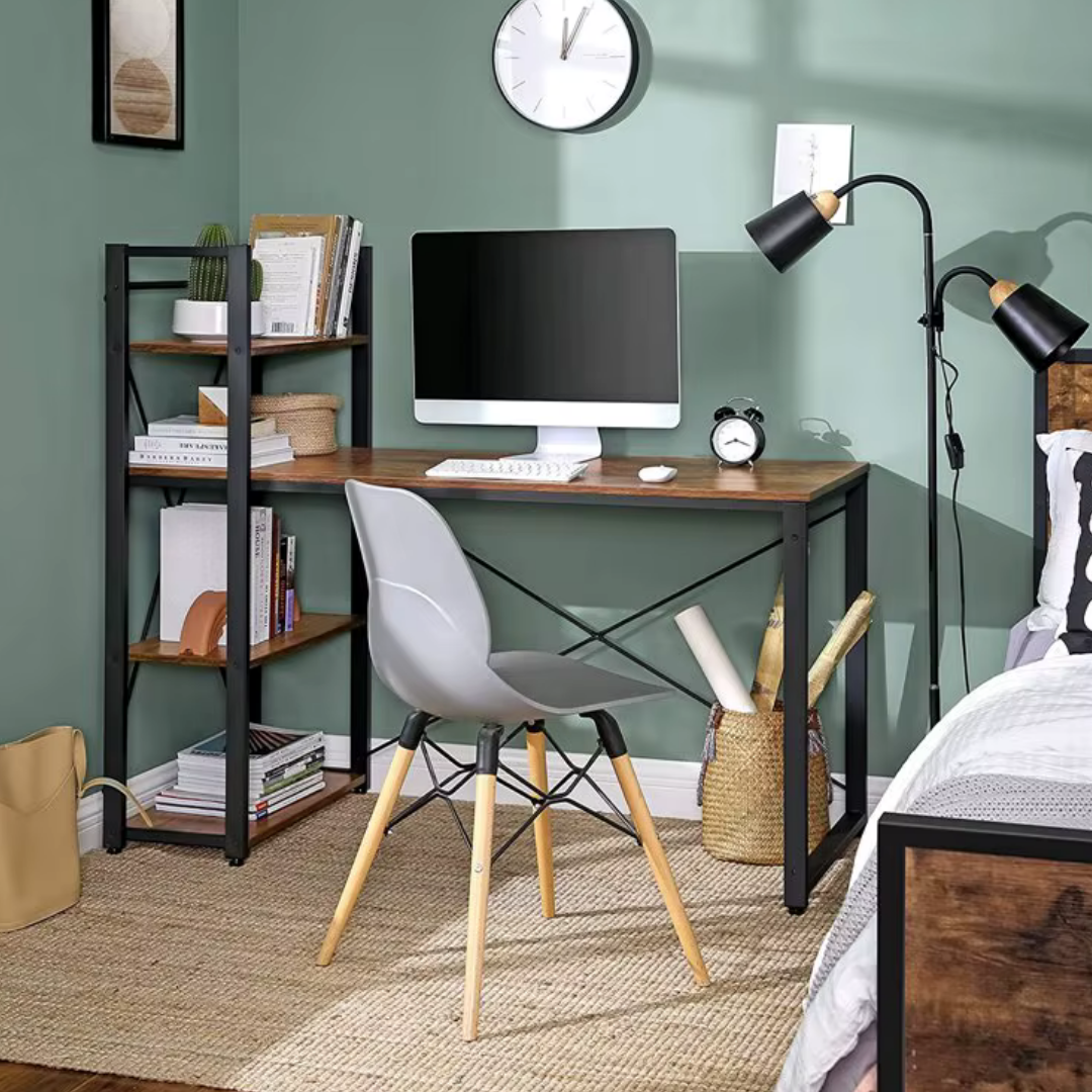 Livista Bureau – 120x60x70 cm – Computertafel met Opbergplank – Metaal & Hout – Industrieel Design – Ideaal voor Werkruimte – Hoogwaardige Kwaliteit – Donker houtbruin