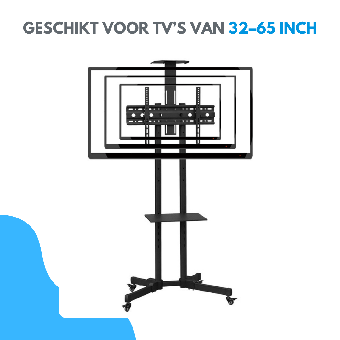 Livista Verrijdbare TV Standaard – Draaibaar – 3 Standen in Hoogte Verstelbaar – Geschikt voor 32 tot 65 Inch – Stevige Monitor Standaard