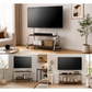 Livista Mobiele TV Standaard – Verrijdbaar TV Meubel – Dubbele Houten Planken – Geschikt voor 32-75 Inch TV – Max. 50 kg – Stalen Frame