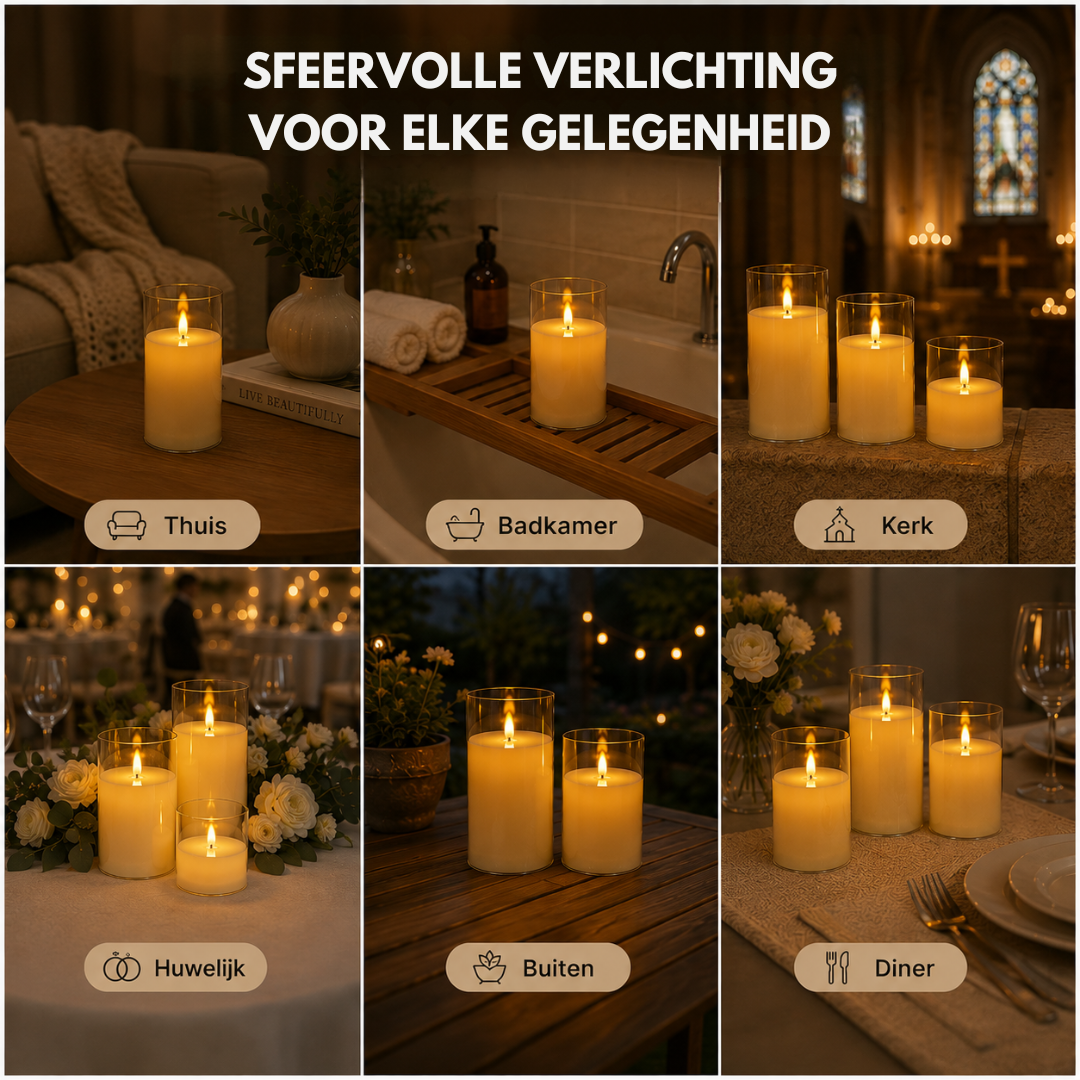 Livista LED Kaarsen – 6 Stuks – Elektrische Kaarsen met Afstandsbediening – Timer – Dimbaar – 3 Formaten