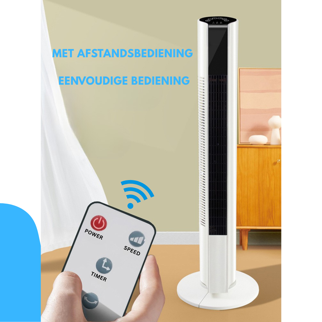 Livista Torenventilator - 90° Oscillatie - Afstandsbediening - 24-uurs Timer - Touchbediening - 3 Snelheden - 45 dB - Vortex-luchtstroom - Wit