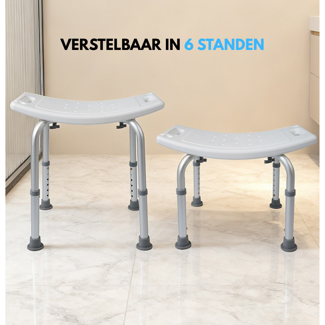 Livista Douchestoel - Verstelbare Hoogte 40-51cm - Geïntegreerde Douchekruk - Max. 120KG - Met Douchekophouder - Antislippoten - Wit