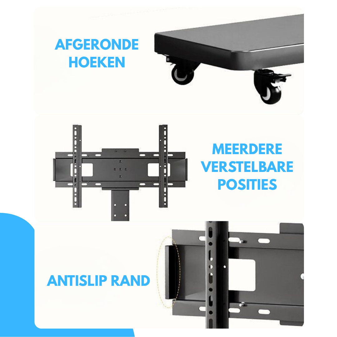 Livista  Verrijdbare TV Standaard – 90° Draaibaar – Horizontaal & Verticaal – Geschikt voor 26-60 Inch – Mobiele TV Vloerstandaard – In Hoogte Verstelbaar met Handslinger – Max. 70 kg – Met Remwielen