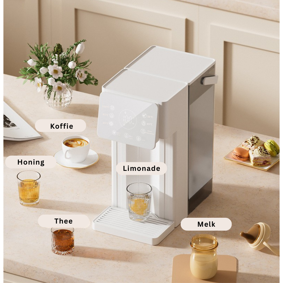 Livista Instant Heetwaterdispenser – 6 Temperatuurstanden – 8 Waterhoeveelheden – 3L Afneembaar Waterreservoir – LED Touchscreen – Energiezuinig Nachtlampje – Kinderbeveiliging – Compact en Handig - Wit
