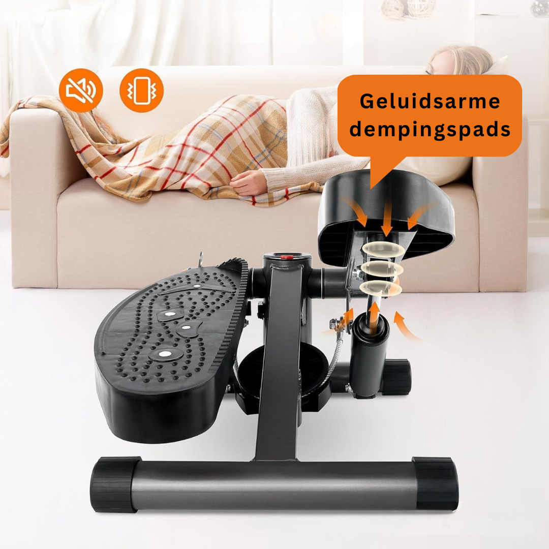 Livista Mini Stepper – Compacte Fitness Stepper voor Thuis – met Weerstandsbanden & LCD-scherm – Full Body Workout – Stil & Hoge Weerstand – Belastbaar tot 130KG