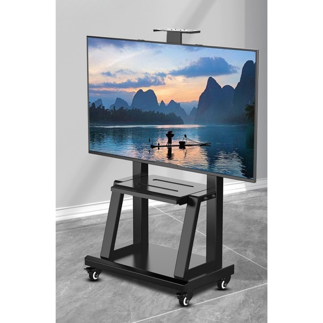 Livista Verrijdbare TV-standaard – 4 Standen in Hoogte Verstelbaar – met 360° Wielen & Rem – In Hoogte Verstelbaar 110–150cm – Geschikt voor 32 tot 70 inch – Stevig tot 100 kg