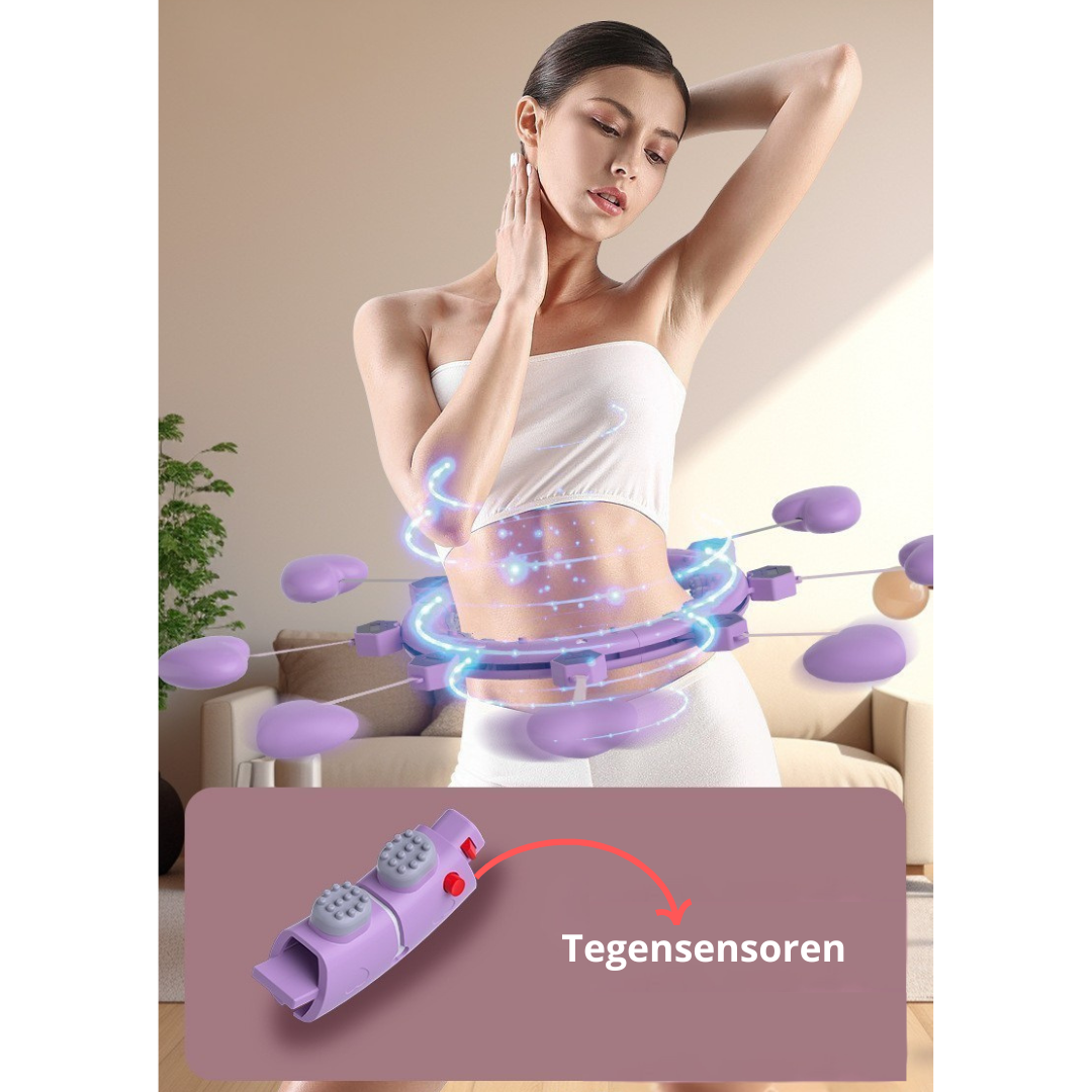 Livista® Slim & Fit Fitness Hoepel – Met Masserende 360° Noppen – Slimme Calorie Telling – Stillere Training – Verstelbare Intensiteit – Paars