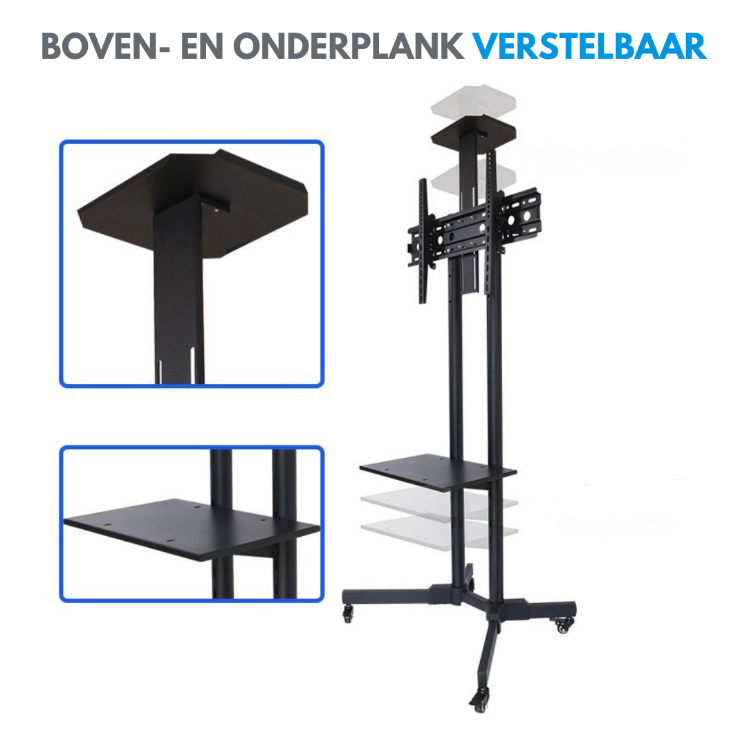 Livista Verrijdbare TV Standaard – Draaibaar – 3 Standen in Hoogte Verstelbaar – Geschikt voor 32 tot 65 Inch – Stevige Monitor Standaard