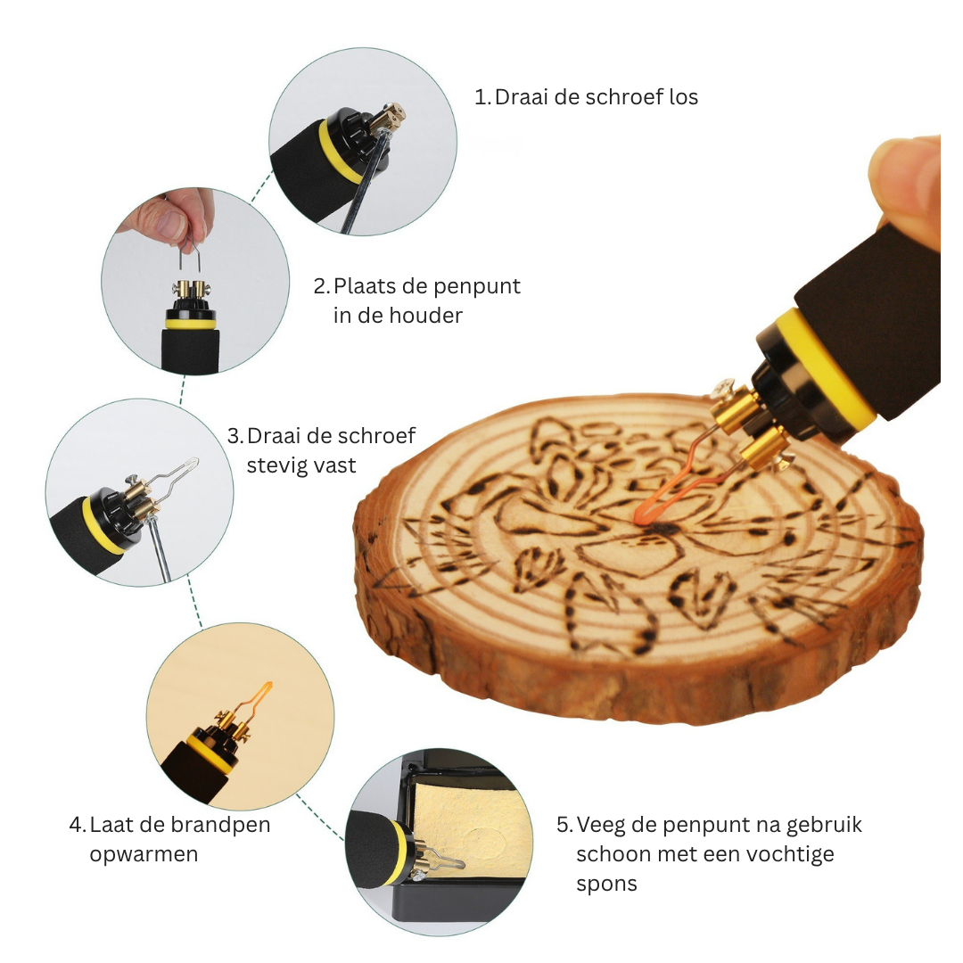 Livista Pyrografieset – Professionele Houtbrander Set – Met 2 Brandpennen – 21 Verwisselbare Brandpunten – 2 Penhouders – Voor Hout, Leer en kurk