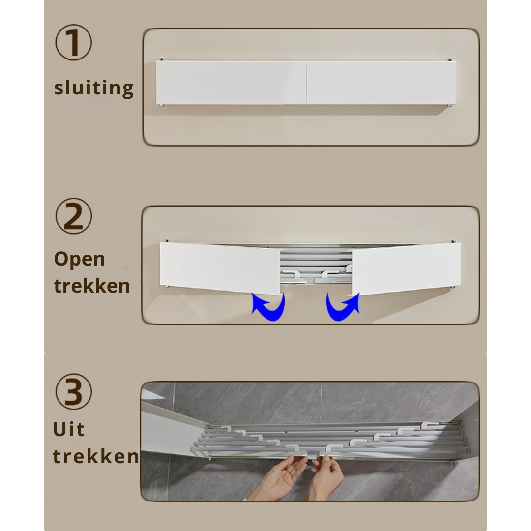 Livista Opvouwbaar Wanddroogrek – 100x50x10.5 cm – Aluminium – Stevig en Ruimtebesparend – Voor Binnen & Buiten – Wit