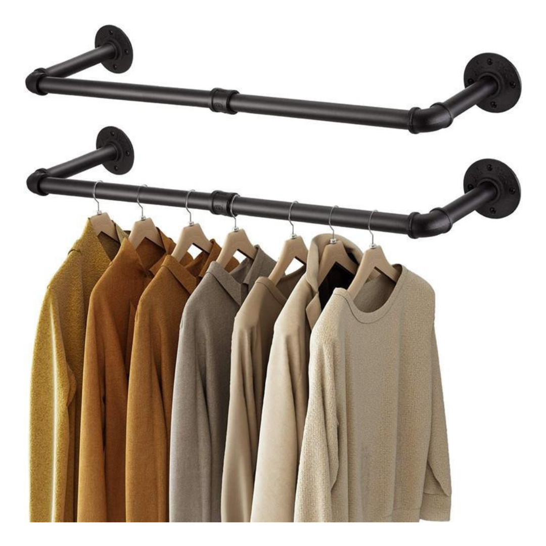 Livista® Kledingrek – Garderoberek – Industrieel Design – Ruimtebesparend & Stevig – 92,5 x 26,5 cm – Mat zwart