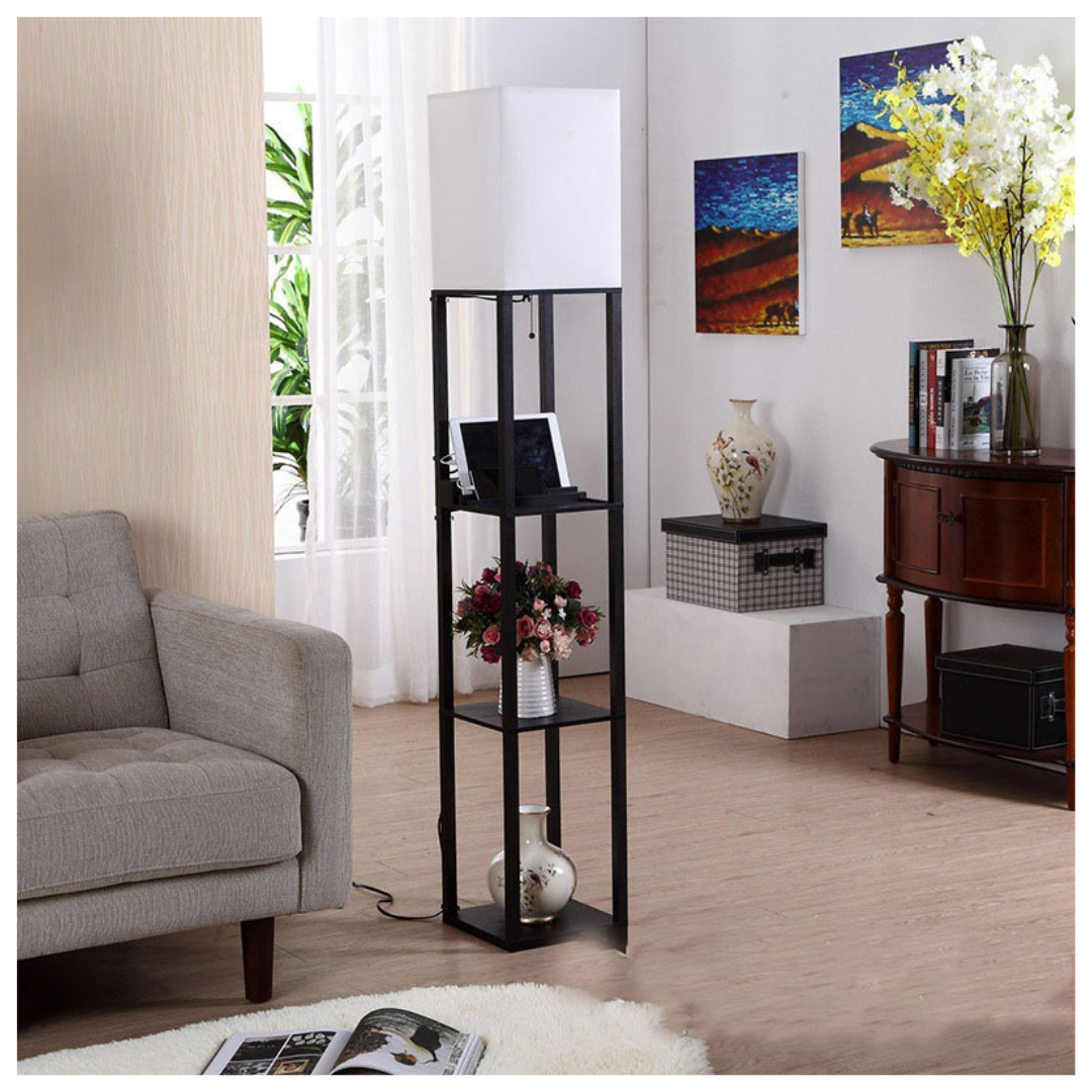 Livista® Staande Vloerlamp – met 3 Planken – 3-Kleuren Dimbaar – USB Oplaadfunctie – 160 cm – Modern & Functioneel