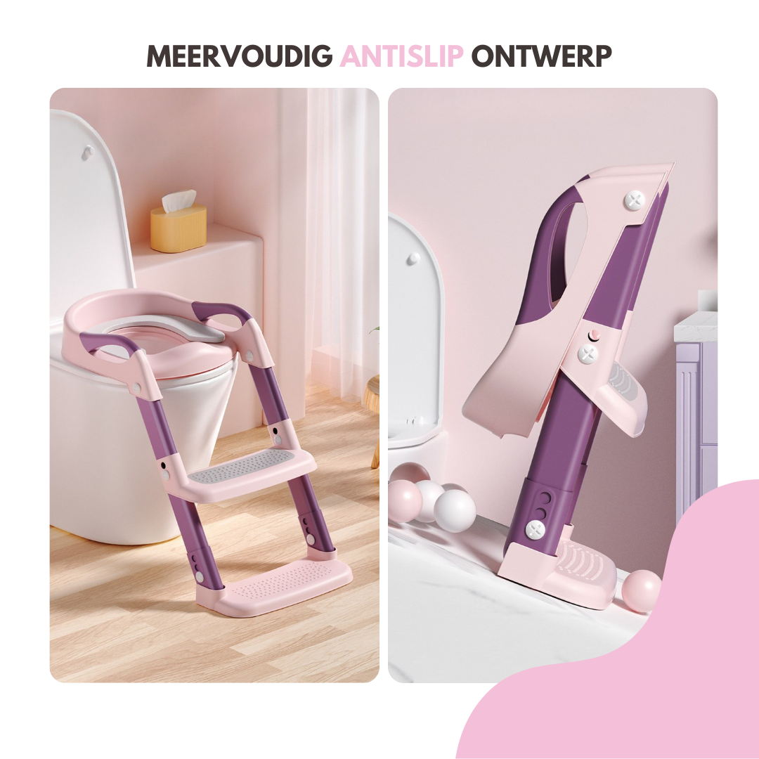 Livista WC Verkleiner met Trapje - Toilettrainer met Handvaten en Opstapje - Opvouwbaar Toilet Bril Zitje - WC Zindelijkheids Training voor Jongens/Meisjes - Urinoirs voor Kind/Peuter van 2 tot 7 jaar - Roze