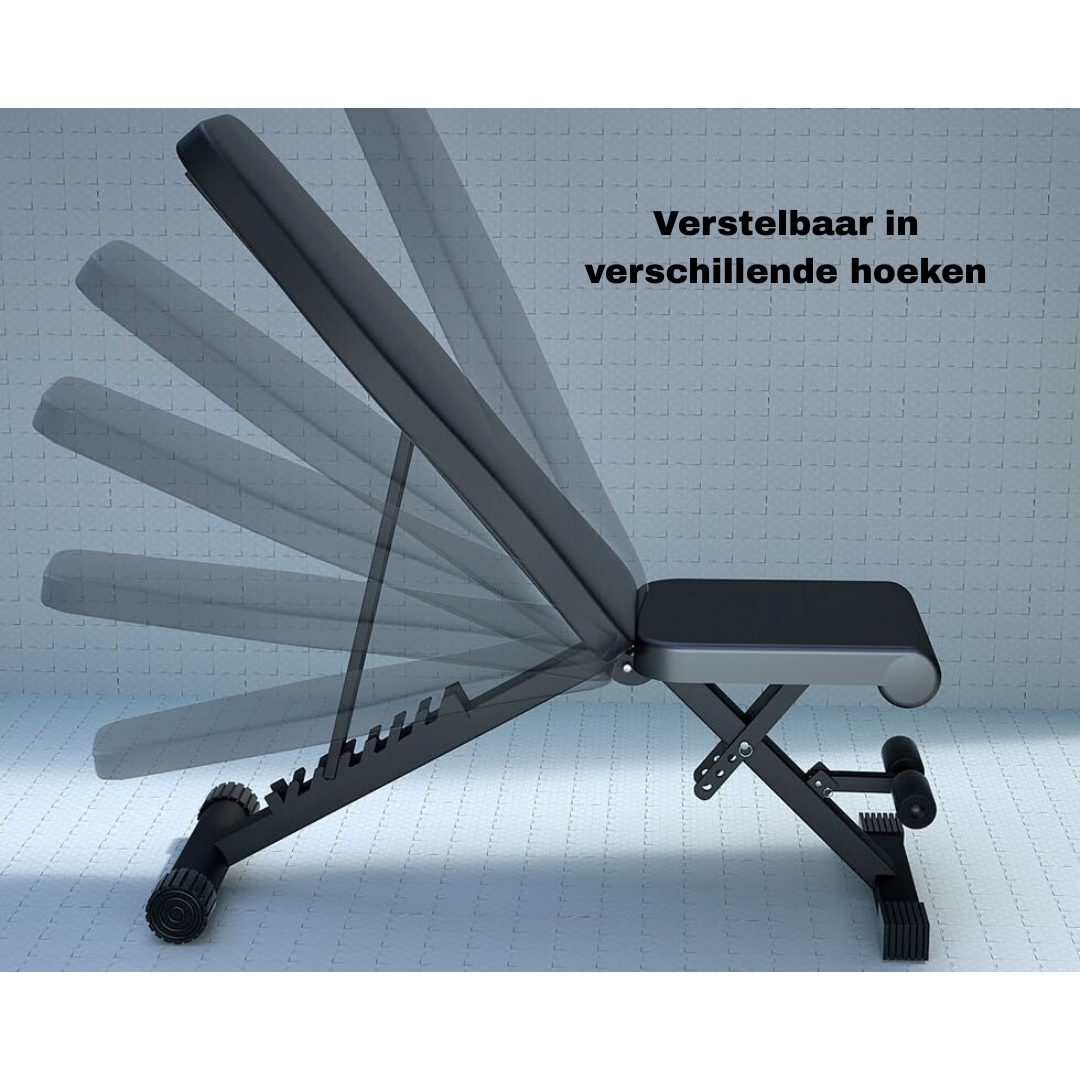 Livista Verstelbare Fitnessbank - Krachttraining - Gewichthef- en Trainingsbank - Opvouwbaar - Tot 300 kg Draagvermogen - Fitness Oefenbank - Zwart/Rood