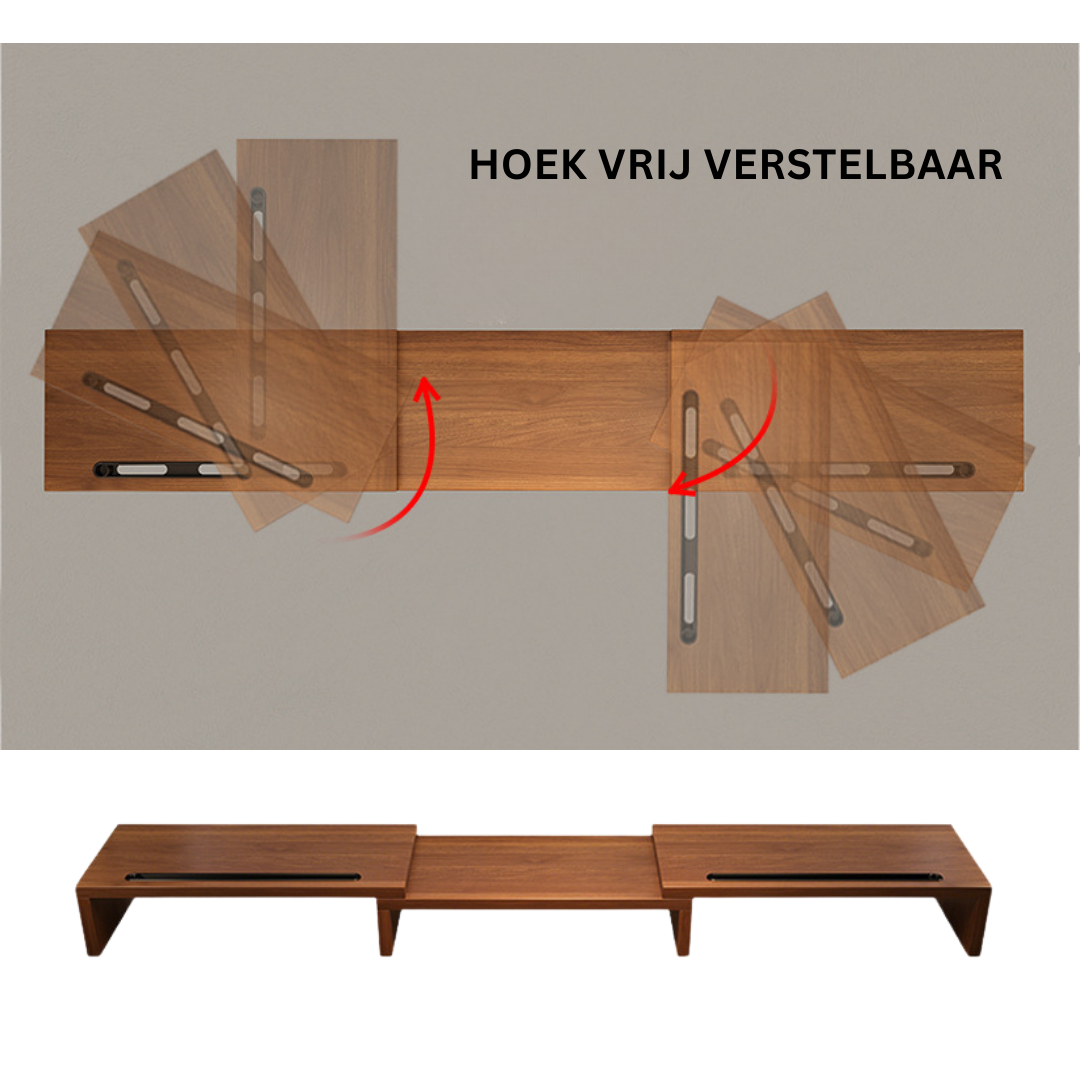 Livista Monitor Verhoger & Standaard – Geschikt voor 1 of 2 Schermen – Verstelbaar Bureau Organizer – Bruin