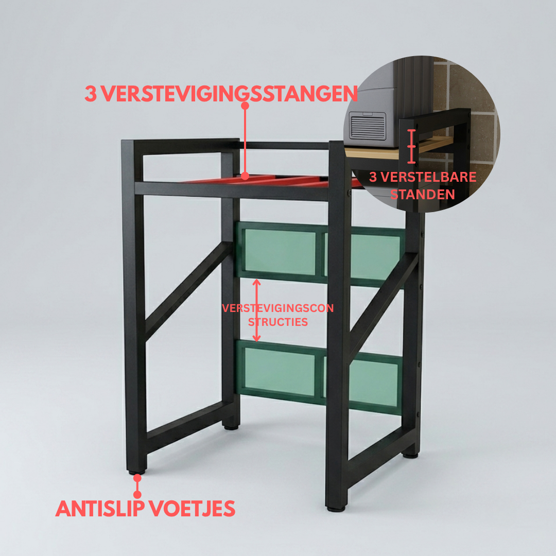 Livista Wasmachinerek – 200 kg Draagvermogen – Ruimtebesparende Wasmachine Organizer – Versterkt Stalen Frame – 3 Hoogtestanden – Water-, Kras- en Hittebestendig Werkblad – Antislip Voetjes – zwart/hout