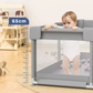 Livista Grondbox - Speelbox - Baby boxen - Kruipbox voor Baby - Playpen - Kinderbox - Met 4 optrek-handringen + 60 speelballen - Met trekring - 120 x 180 x 65cm - Grijs