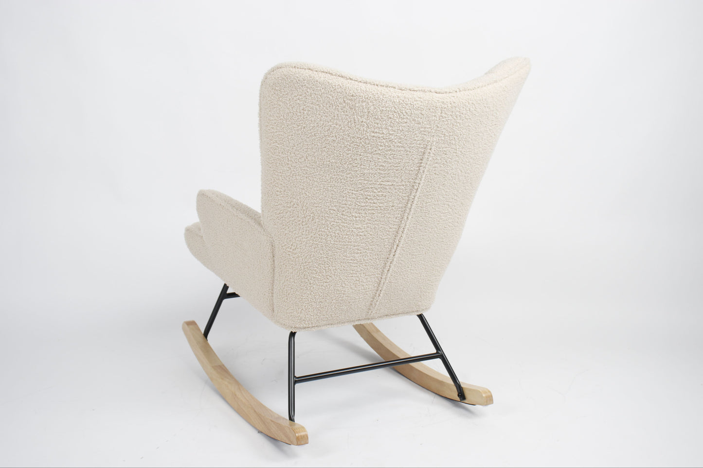 Livista Schommelstoel - Relaxstoel - Fauteuil - Schommelstoel Babykamer - Voedingsstoel - Schommelstoel Volwassen Baby - Teddy Stof - Roomwit Beige