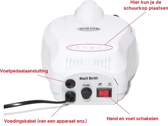 Livista® Nagelfreesmachine - Multifunctionele Elektrische Nagelfrees - 35.000 RPM Professionele Polijst en Verwijderingsmachine - Hoge Kwaliteit - Geschikt voor Handen/Voeten - Voetpedaalbediening - Wit