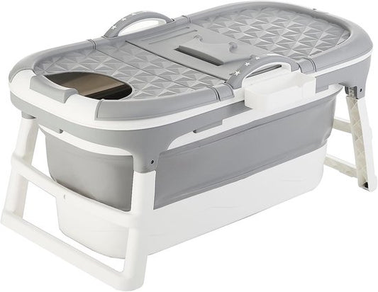 Livista® - Opvouwbaar Bad - Grijs - Ijsbad Volwassenen - 118 cm - Inklapbaar - Bath Bucket - Met Onderwater LED en Kussen - 1 jaar garantie