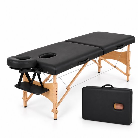 Livista® Multifunctioneel Massagetafel - Opvouwbaar - Poten van beukenhout - Hoogwaardig schuim - In hoogte verstelbaar (62-83 cm) - Draagvermogen 250 kg - Schoonheidsbed - Inclusief opbergtas
