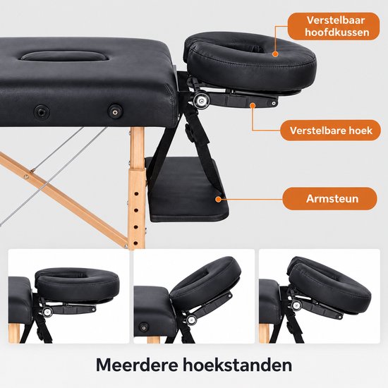 Livista® Multifunctioneel Massagetafel - Opvouwbaar - Poten van beukenhout - Hoogwaardig schuim - In hoogte verstelbaar (62-83 cm) - Draagvermogen 250 kg - Schoonheidsbed - Inclusief opbergtas