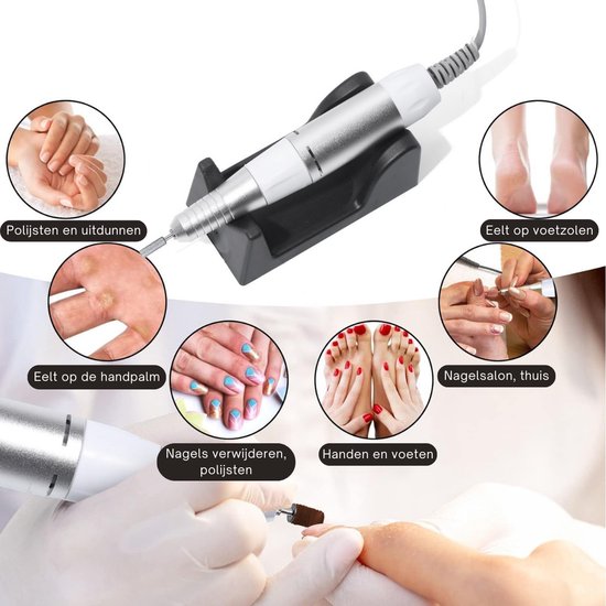 Livista® Nagelfreesmachine - Multifunctionele Elektrische Nagelfrees - 35.000 RPM Professionele Polijst en Verwijderingsmachine - Hoge Kwaliteit - Geschikt voor Handen/Voeten - Voetpedaalbediening - Wit