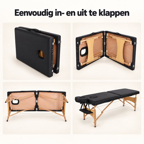 Livista® Multifunctioneel Massagetafel - Opvouwbaar - Poten van beukenhout - Hoogwaardig schuim - In hoogte verstelbaar (62-83 cm) - Draagvermogen 250 kg - Schoonheidsbed - Inclusief opbergtas