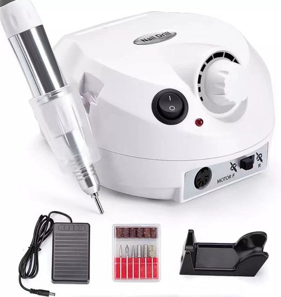 Livista® Nagelfreesmachine - Multifunctionele Elektrische Nagelfrees - 35.000 RPM Professionele Polijst en Verwijderingsmachine - Hoge Kwaliteit - Geschikt voor Handen/Voeten - Voetpedaalbediening - Wit