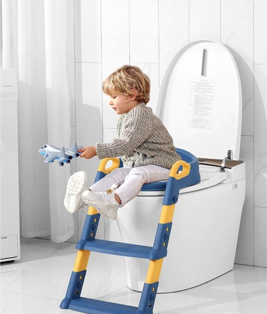 Livista Toilet Trainingsladder - Opvouwbaar Potje Zitje - Zacht PU Kussen - In Hoogte Verstelbaar - voor Jongens & Meisjes van 2-7 jaar - Compact & Gemakkelijk Opbergbaar - Blauw