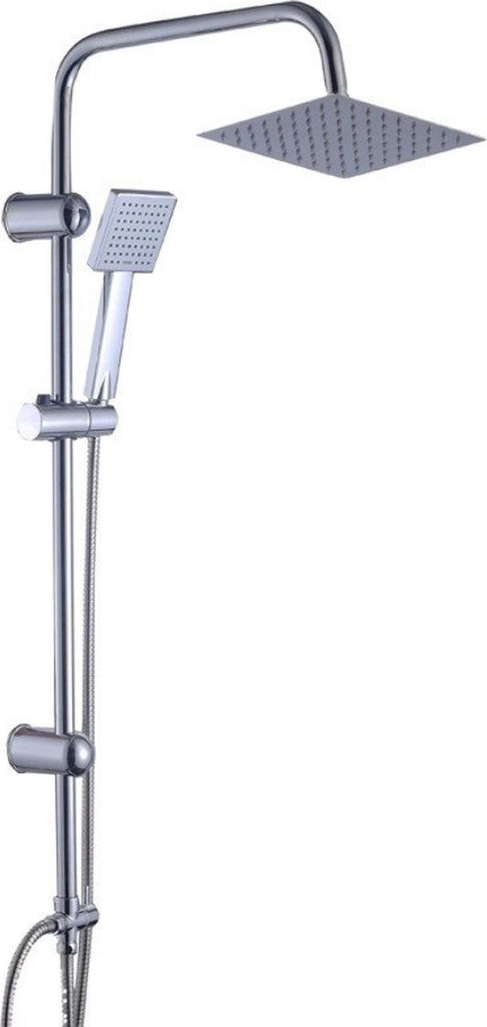 Livista® - Douche Set - Regendouche en Handdouche - Verstelbare Hoogte 75-105 cm - Vierkant Design - Electroplated Zilverkleurige Afwerking - Duurzame Messing Omsteller voor Badkamer