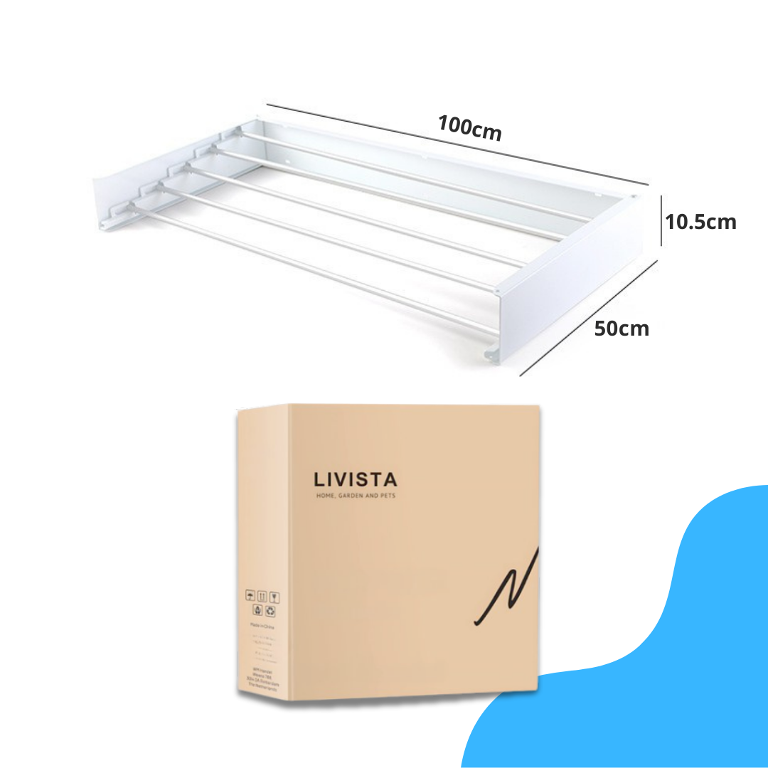 Livista Opvouwbaar Wanddroogrek – 100x50x10.5 cm – Aluminium – Stevig en Ruimtebesparend – Voor Binnen & Buiten – Wit