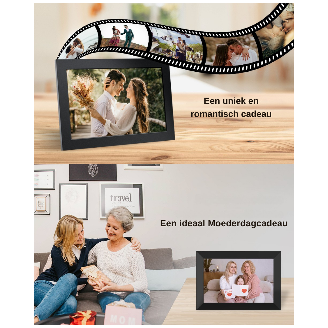 Livista Digitale Fotolijst – 32GB Geheugen – 10.1 inch – Frameo App –HD+ IPS Touchscreen – WiFi Fotokader – Zwart