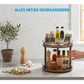 Livista Draaibaar Kruidenrek – 2 Lagen – Kruiden Organizer – Met 360° Rotatie – Keuken Organizer – Zwart/Hout