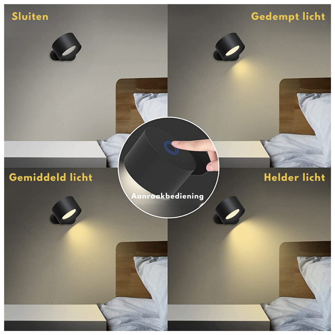 Livista Oplaadbaar Wandlamp – 2 Stuks – Draadloos Nachtlampje – Touch & Afstandsbediening – 3 Kleurtemperaturen – Dimbaar – USB – Zwart