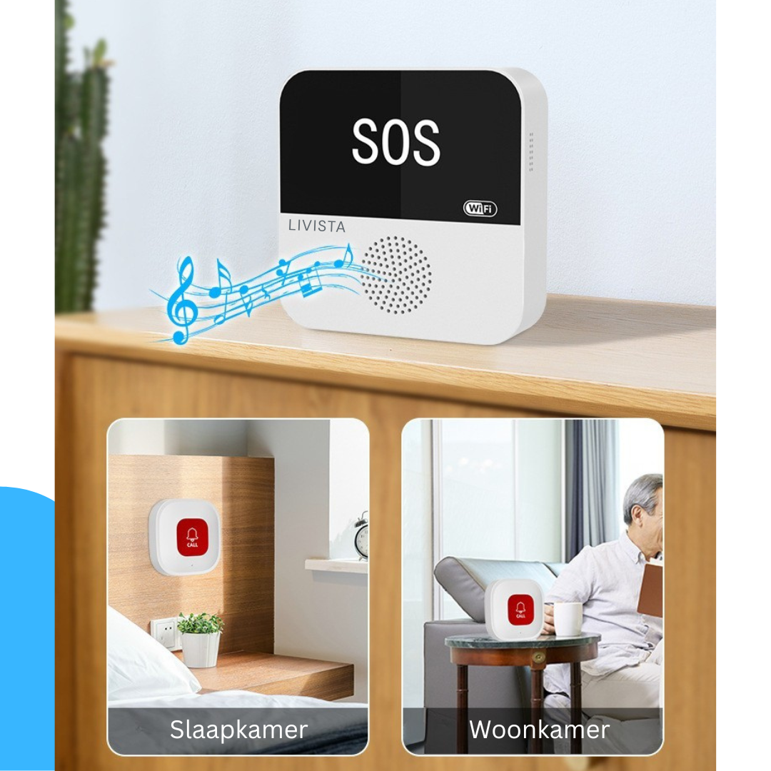 Livista Senioren Alarm – Noodknop voor Ouderen – Met Ontvanger & App – Persoonlijk Alarm – Paniekknop – Pager & Horloge & Knop