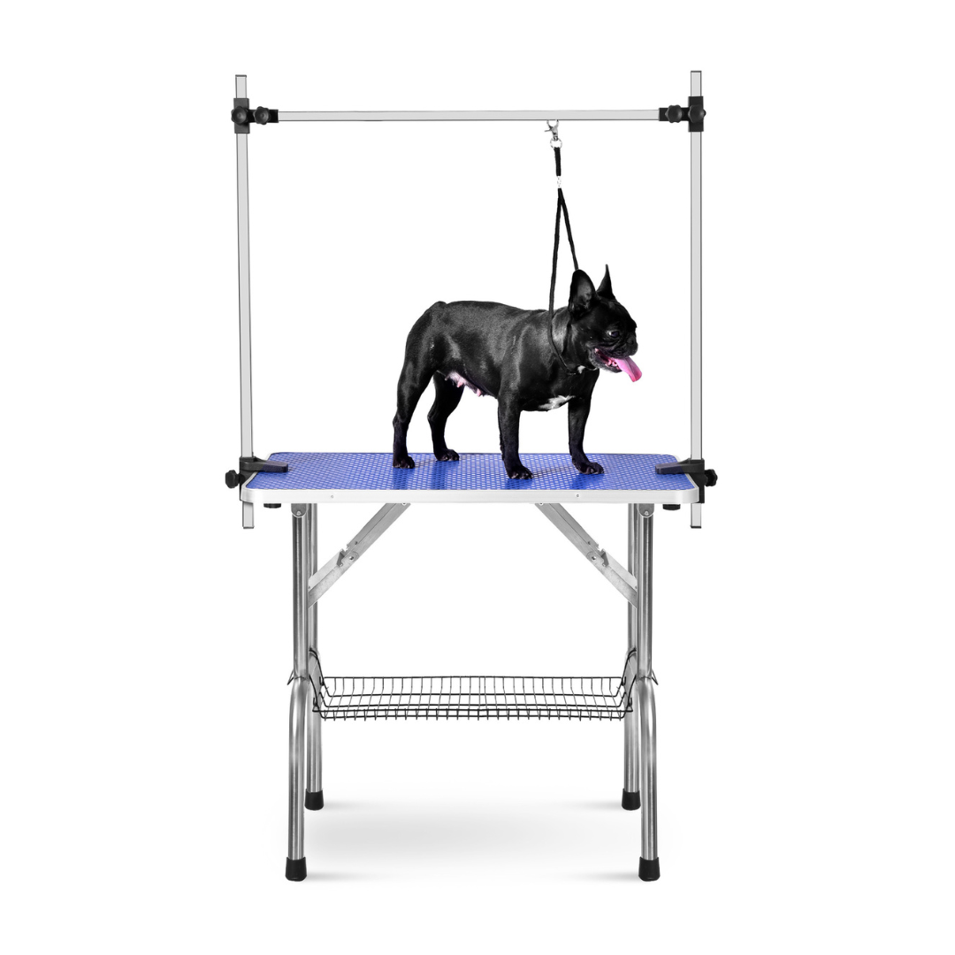 Livista Trimtafel voor Huisdieren - Verstelbare Trimtafel - Veilig en Stevig - Met Dubbele Aanlijnoptie - 2 Lussen - Opbergschap - 120L x 61B x 169H cm