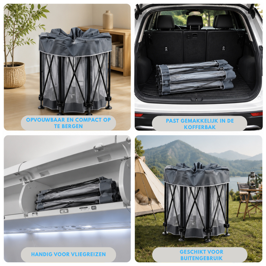 Livista Baby Grondbox – Opvouwbaar Babybox – 120x120x65 cm – Speelbox – Inclusief Speelmat, 60 Ballen en 4 Trekringen – Opbergtas – Ademend & Transparant Gaas – Compact Inklapbaar – Grijs