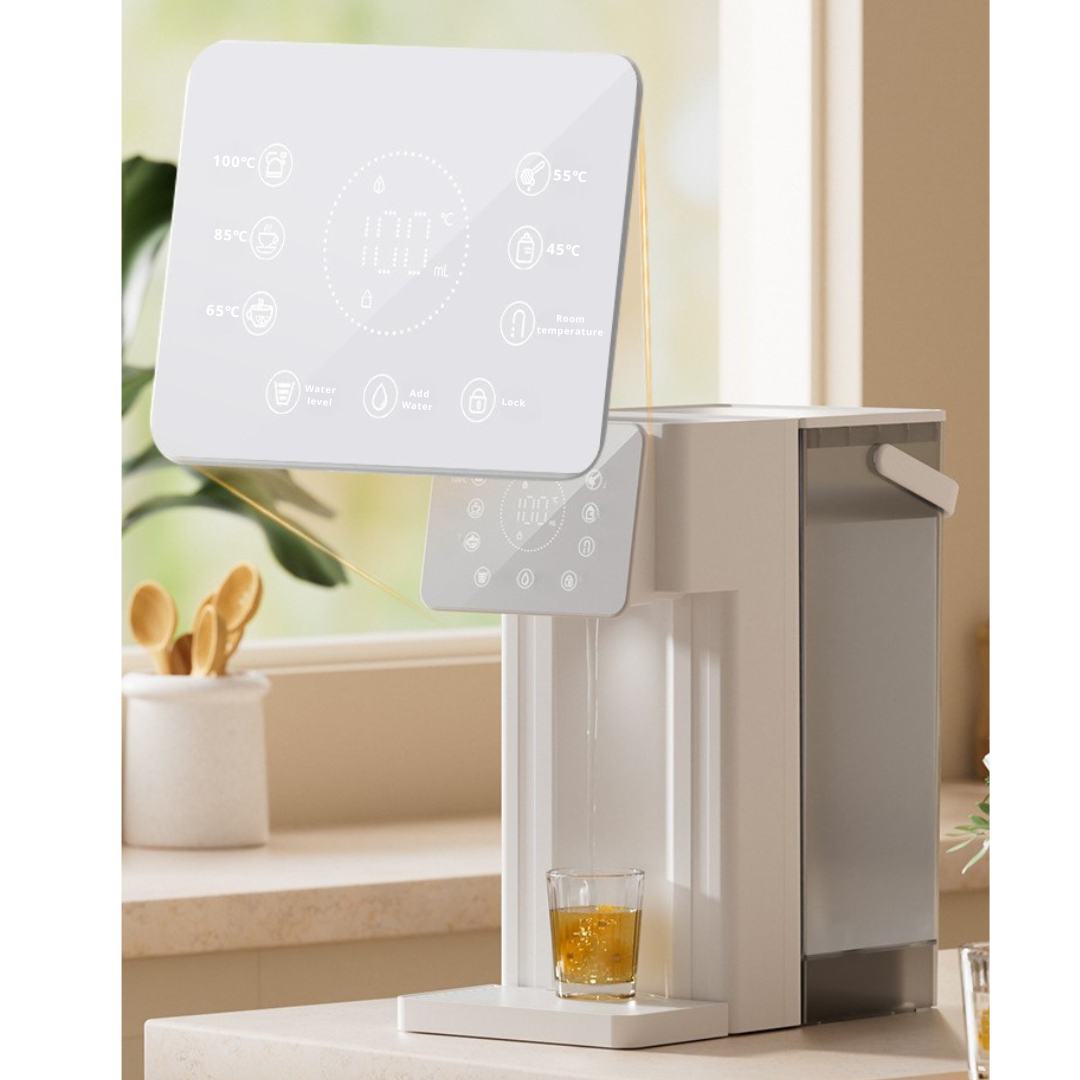 Livista Instant Heetwaterdispenser – 6 Temperatuurstanden – 8 Waterhoeveelheden – 3L Afneembaar Waterreservoir – LED Touchscreen – Energiezuinig Nachtlampje – Kinderbeveiliging – Compact en Handig - Wit