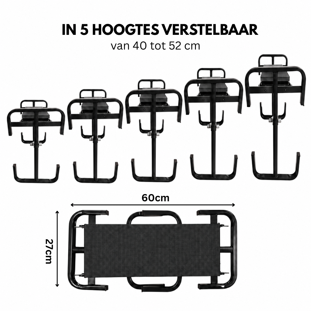 Livista Tuinkruk Verstelbaar – Kniebank en Tuinbankje – 5 Hoogtes 40–52 cm – Tuinkrukje met Kniekussen – 2 Grote Gereedschapstassen – Opvouwbaar – Comfortabel en Duurzaam – Zwart