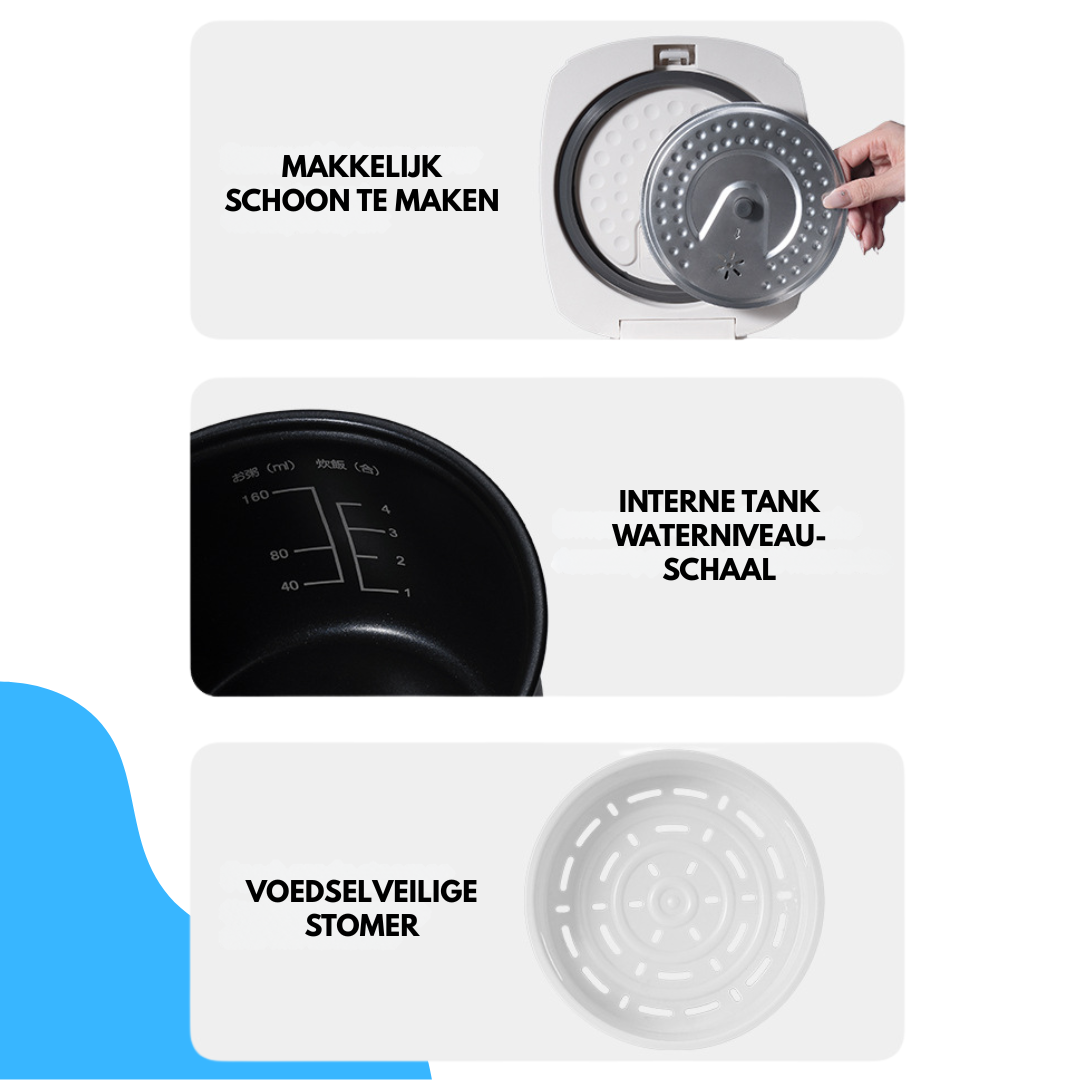 Livista Rijstkoker – 2L – Multicooker – Met Stoomfunctie, Timer en Warmhoudfunctie – 10 Programma's – Titanium Binnenpan – Touchscreen – Wit