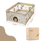 Livista Grondbox Baby - 120x160cm - Met Speelmat, 60 Speelballen, 2 Trekringen - Kinderbox - Speelbox - Playpen - Met Draagtas - Beige