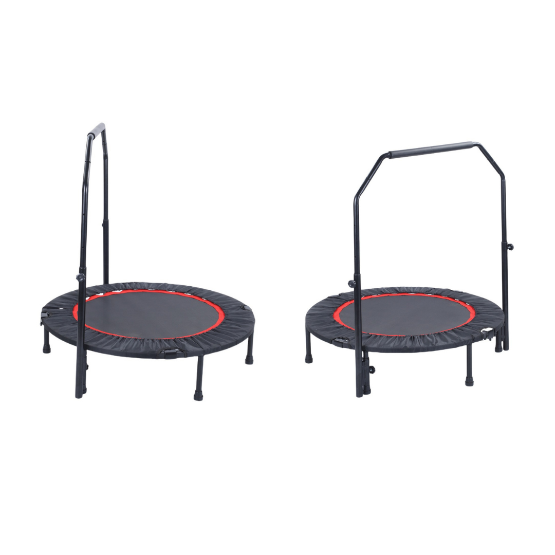 Livista Fitness Trampoline – Ø122 cm – Verstelbare Handgreep – Antislip Zuignappen – Krachtige Veren – Max. 200 kg – Voor Binnen & Buiten – Zwart/Rood