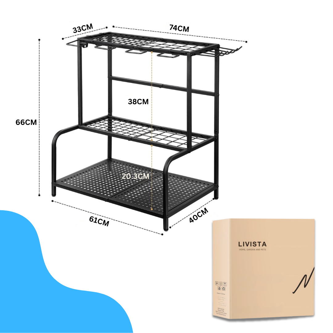 Livista Gereedschapsrek – Gereedschap Organizer voor Tuingereedschap – Opbergrek – Met Verplaatsbare Haken – Max. 60 kg – voor Garage, Schuur en Berging