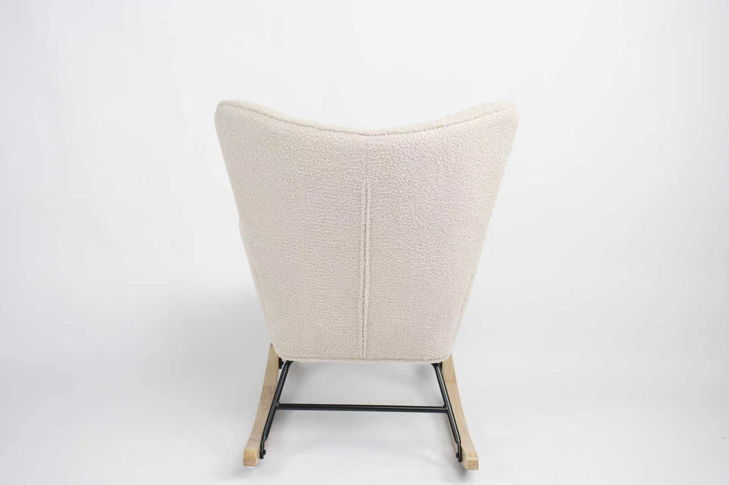 Livista Schommelstoel - Relaxstoel - Fauteuil - Schommelstoel Babykamer - Voedingsstoel - Schommelstoel Volwassen Baby - Teddy Stof - Roomwit Beige