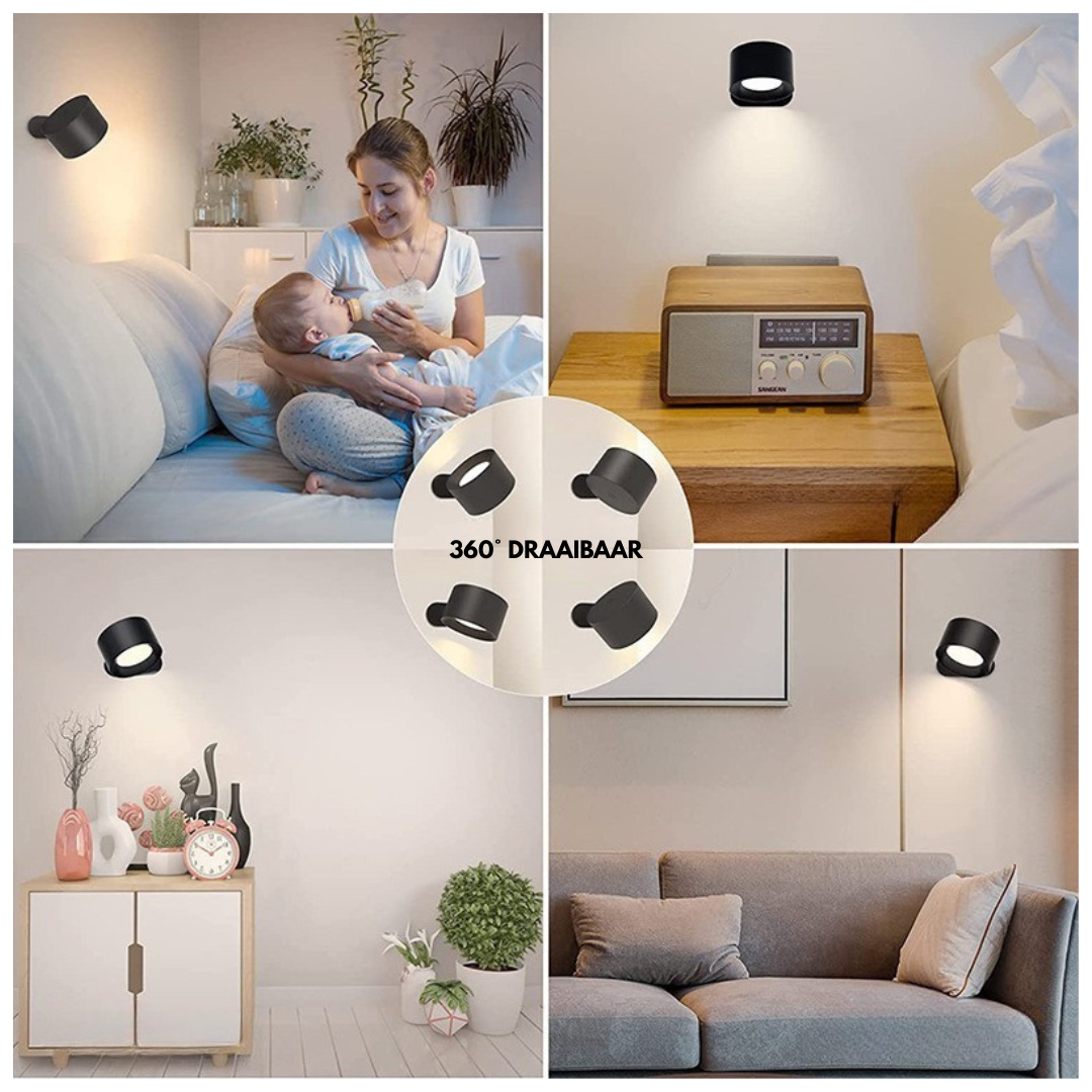 Livista Oplaadbaar Wandlamp – 2 Stuks – Draadloos Nachtlampje – Touch & Afstandsbediening – 3 Kleurtemperaturen – Dimbaar – USB – Zwart