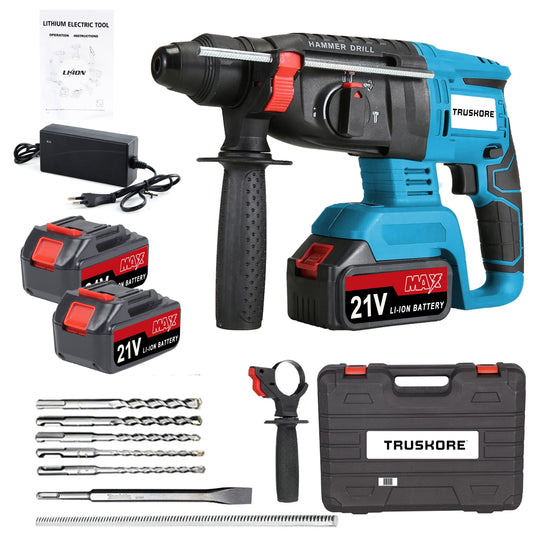 Livista Elektrische Boorhamer - Draadloze Klopboormachine - Hamerboor - Accu Combihamer - Betonboor - Inclusief Borenset, 2x Accu & Oplader