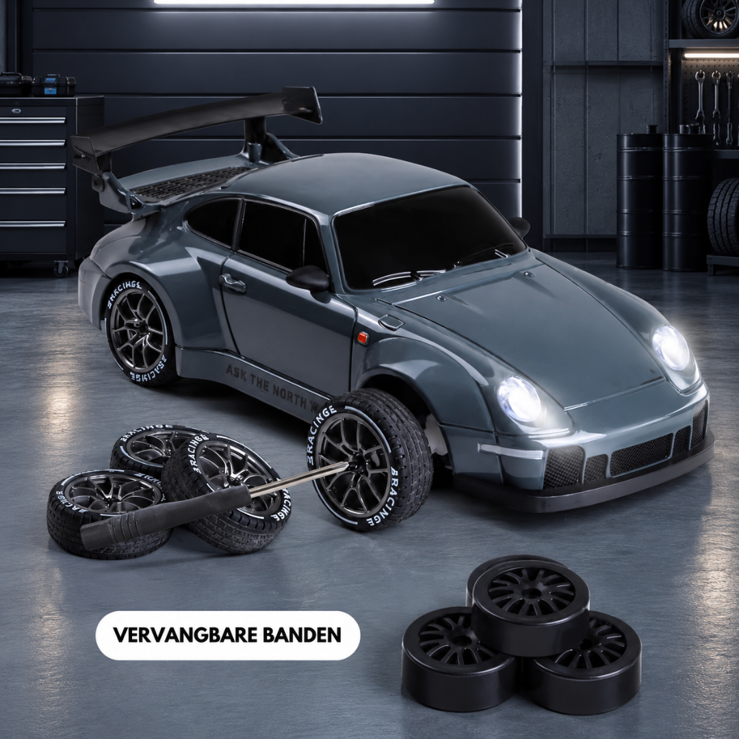 Livista Bestuurbare Auto - Snelle RC Drift Auto 1:24 – Drift Raceauto met 4WD – Afstandsbestuurbare Auto – 20 km/h – LED Verlichting – 3 Oplaadbare Accu’s – Driftbanden – Grijsblauw