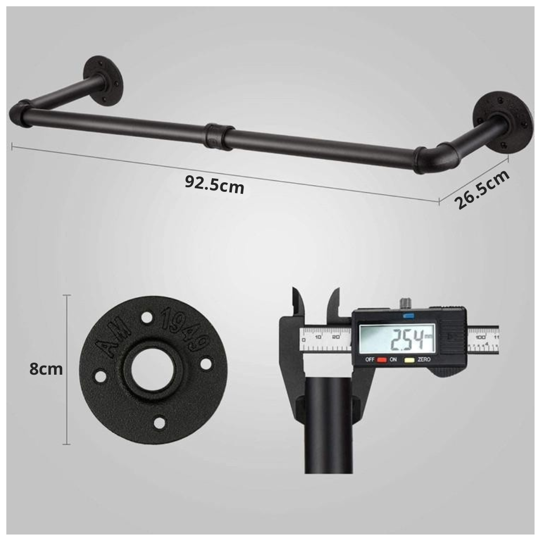 Livista® Kledingrek – Garderoberek – Industrieel Design – Ruimtebesparend & Stevig – 92,5 x 26,5 cm – Mat zwart